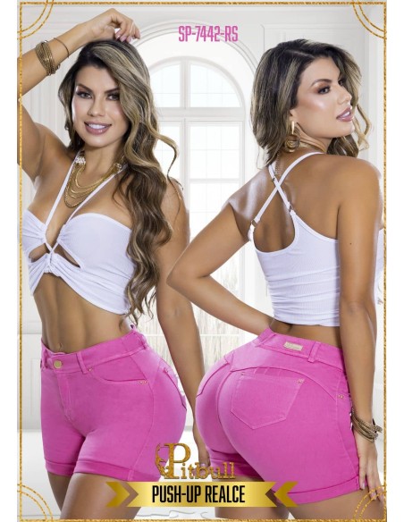 short vaquero pitbull rosa sp7442