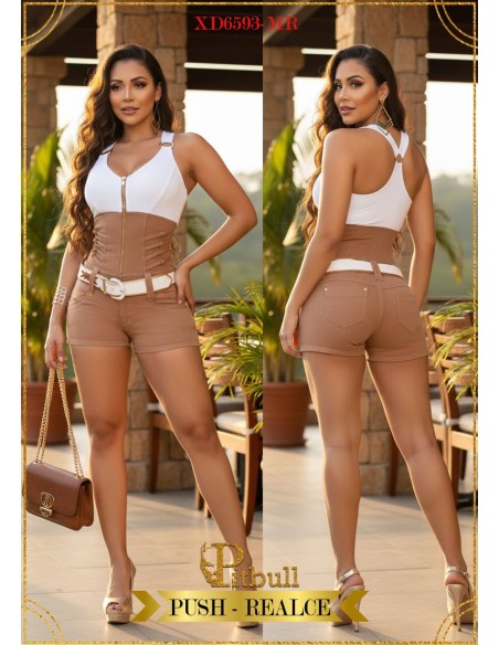 enterizo corto pitbull marron xd6593