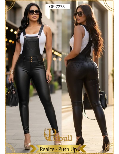 overol pitbull cuero negro op7278