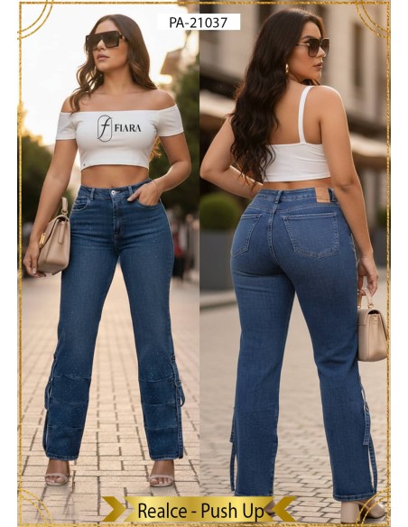 pantalon colombiano fiara straight azul pa21037