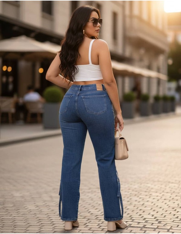 pantalon colombiano fiara straight azul trasera pa21037