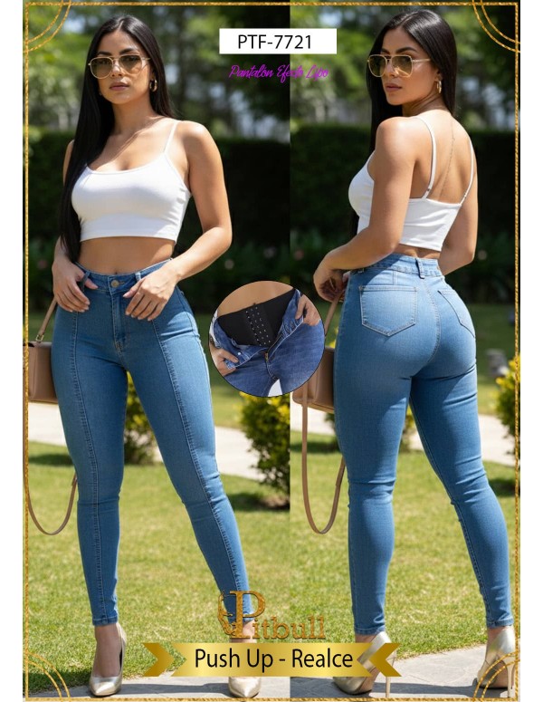 pantalon colombiano con faja pitbull azul ptf7721