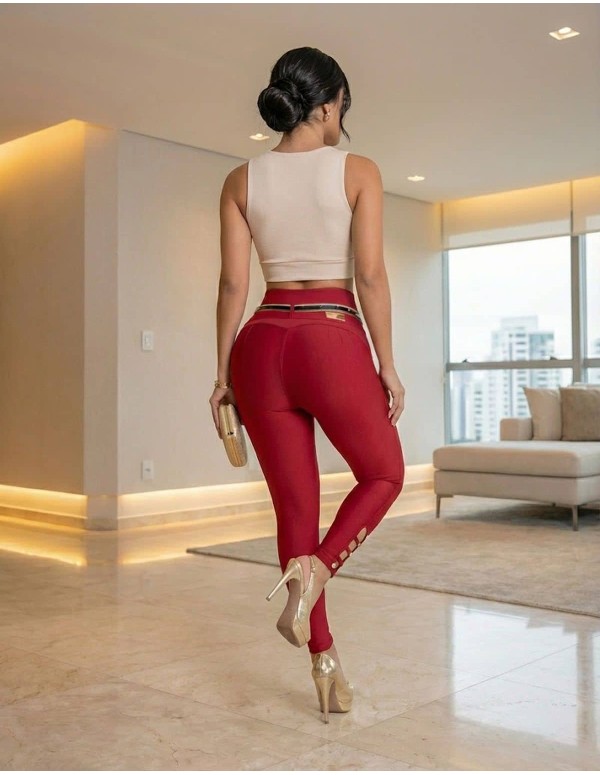 leggin con faja trasero vino tinto le2076